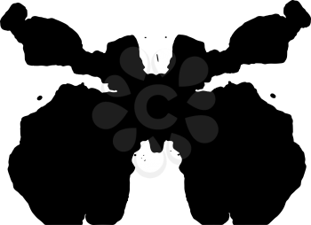 Rorschach inkblot test illustration, random symmetrical ink abstract ink stain. Psycho diagnostic for inkblot, Rorschach projection psychological techniques or a simple test for silhouette spot Vector