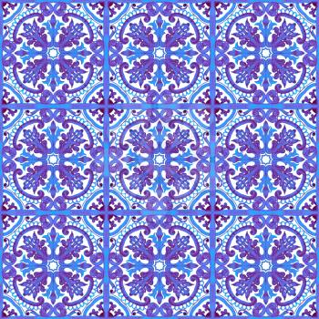 Portuguese azulejo tiles. Blue and white gorgeous seamless patterns. For scrapbooking, wallpaper, cases for smartphones, web background, print, surface texture, pillows, towels, linens bags T-shirts