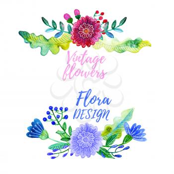 Watercolor gentle bouquet of flowers isolated on white background. Banner, print for T-shirts, pillows, postcards