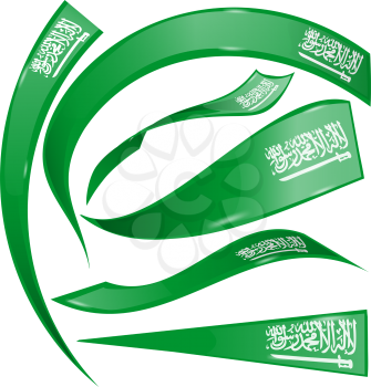 Saudi Arabia  flag set on white background