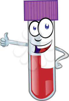 Cartoon colorful blood test tube mascot isolated on white background.vector illustration