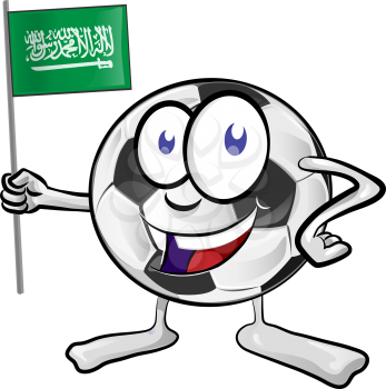 soccer ball cartoon with Saudi Arabia Flag