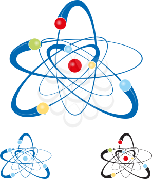atom symbol set isolated on white background