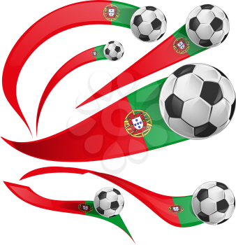 Portugal flag set with soccer ball 