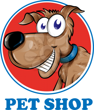 Dog pet shop mascot logo isolated on white background