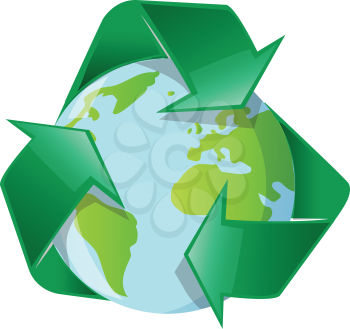 Planet Earth  on recyclin symbol