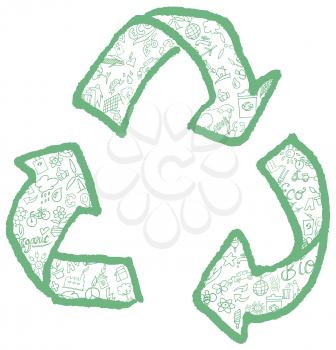 recycling symbol with hand drawn symbol element