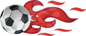 soccer ball on fire with turkey flag
