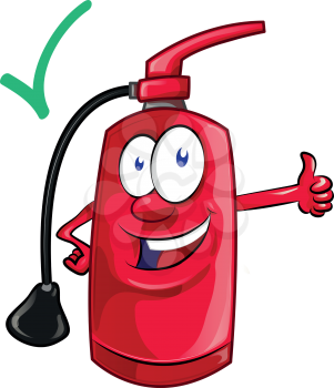 Cartoon mascot  of fire extinguisher . illustration