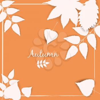 Autumn banner background with paper fall leaves, temlate, vector, illustration