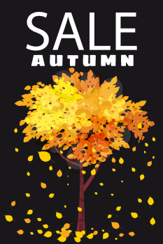 Autumn Sale, template background tree with falling leaves