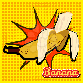 Banana bitten with a point texture. Pop-art style