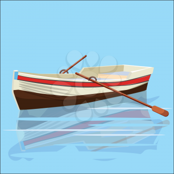 Boat with oars, rest, travel vector illustration