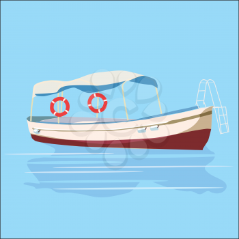 Pleasure boat, rest travel vector illustration, cartoon style