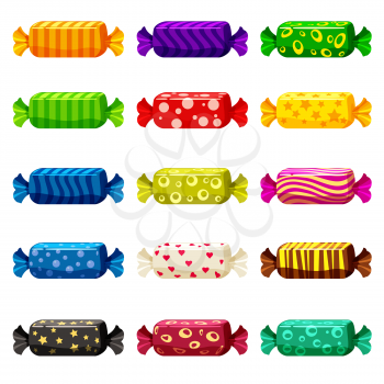 A set of colored sweets in a bright festive package of various bright colors.