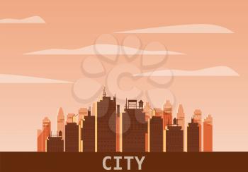 Cityscape day. Modern city skyline panoramic vector background