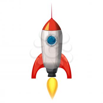 Rocket space ship, isolated vector illustration. Simple retro spaceship icon