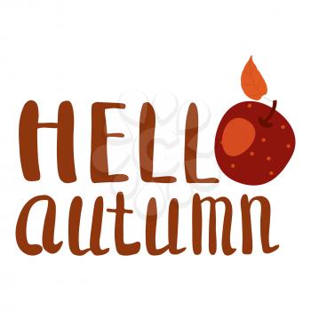 Hello Autumn apple fruit harvest season lettering