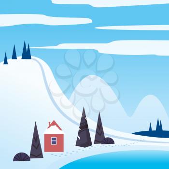 Winter landscape february month. Season banner for calendar pages cover baner poster
