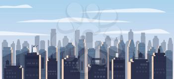 Modern City Panorama With High Skyscrapers And Subway Cityscape Background Flat Vector Illustration