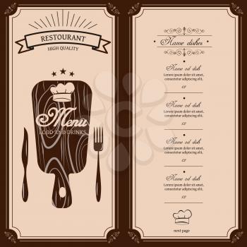 Restaurant menu template. Vector menu brochure for cafe, coffee house, restaurant, bar