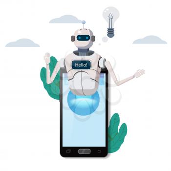 Free Chat Bot, Robot Virtual Assistance On Smartphone Say Hello