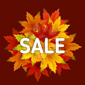 Autumn Sale Background Template, with falling bunch of leaves, shopping sale or seasonal poster