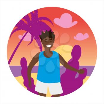 Icon activty on ocean sea summer resting tanned boy