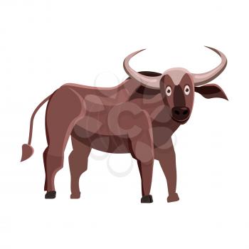 Cute buffolo, bull, animal trend cartoon style vector
