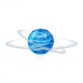 Fantastic blue planet, icon cartoon style, vector isolated for games