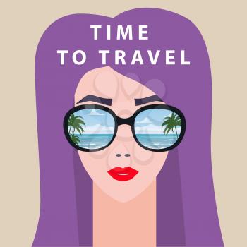 Portrait fashion woman with sunglasses. Time to Travel poster