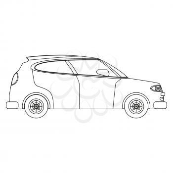 Hatchback car outline drawing, concept lineart. Automobile transport
