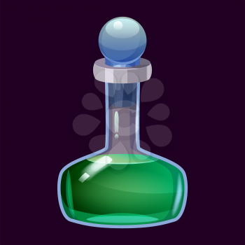 Bottle liquid potion magic elixir colorful . Game icon GUI for app games user interface. Vector illstration