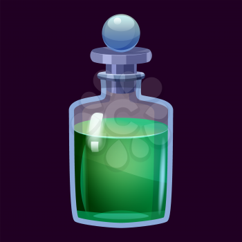 Bottle liquid potion magic elixir colorful . Game icon GUI for app games user interface. Vector illstration