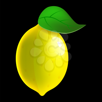 Lemon fruit whole sour fresh organic, yellow peel. Vector illustration symbol icon cartoon realistic style