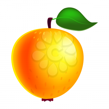 Apple ripe fruit whole fresh organic, yellow color, icon. Vector illustration symbol icon cartoon realistic style