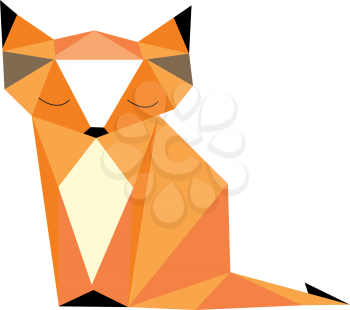 A picture of fox made out of geometrical shapes using whiteorangeblack & orange color vector color drawing or illustration 