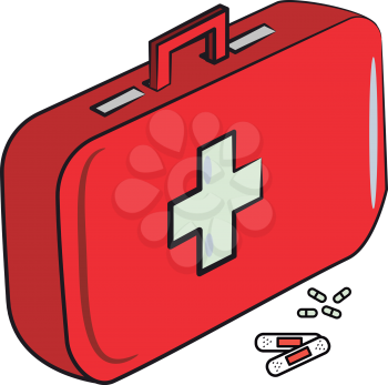 A first aid box with medical kit vector color drawing or illustration 