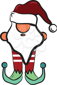 Christmas decorative harlequin with green shoes vector color drawing or illustration 