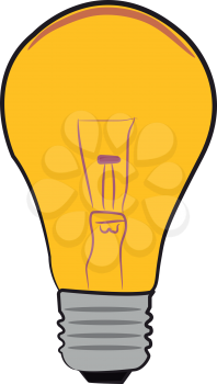 A light bulb with wire filament which gets heated and glows with visible light vector color drawing or illustration 