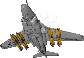 A Warplane also called slip fighter which chases the enemy and kill them with the missile vector color drawing or illustration