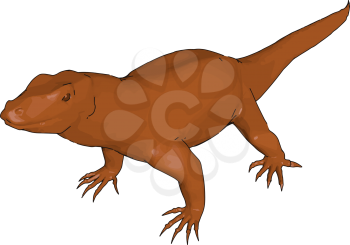 A baby Dinosaur looking so calm may be herbivorous walk with tetra pods and having one long tail which is so scary and wild vector color drawing or illustration