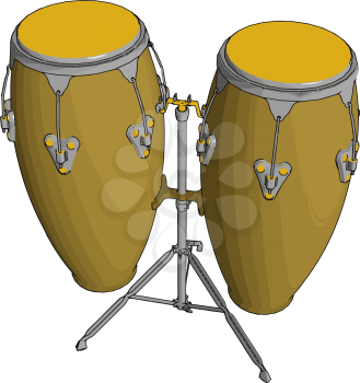 The Congo also known as tumbadora is a tall narrow single- headed drum from Cuba Congas are staved like barrels vector color drawing or illustration
