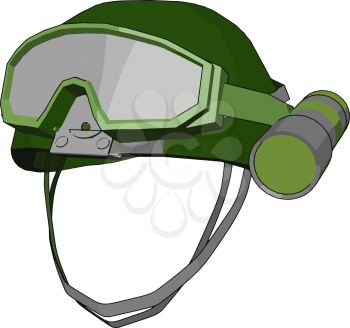 A safety helmets with night vision goggles for army use to protect head and eyes vector color drawing or illustration