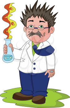Vector illustration of scientist after a failed experiment.