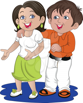 Vector illustration of happy and romantic couple.