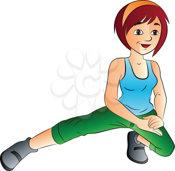 Young Woman Doing a Stretching Exercise, vector illustration