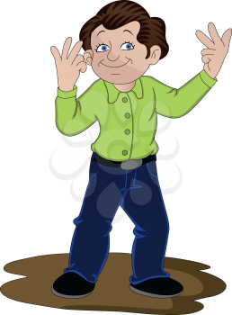 Vector illustration of man counting on his fingers.
