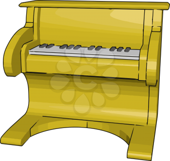 A pianola toy for child playing having the piano action via pre-programmed music recorded on perforated paper metallic rolls vector color drawing or illustration