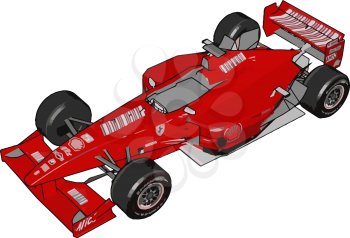 A red color sports toy car is grasping the attention with its unique design vector color drawing or illustration
